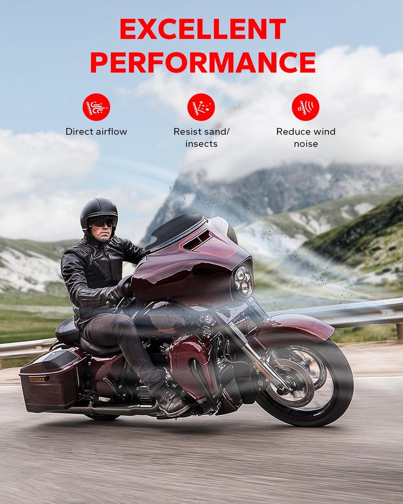 Amazicha Black 4.5" Wave Windshield Windscreen Compatible for Harley Davidson Touring Electra Glide Street Glide 2014 2015 2016 2017 2018 2019 2020 2021 2022 2023 - Image 2